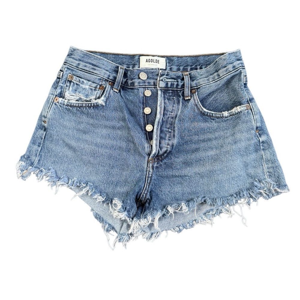 Agolde x Revolve Women's Cutoff Organic Denim Jean Shorts Size 24 - Picture 5 of 8